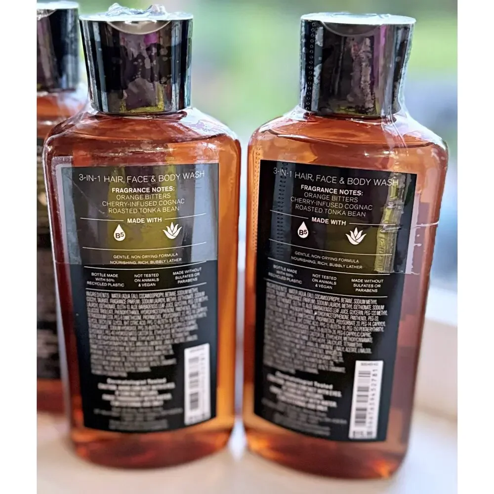 Bath & Body Works 10 oz Crafted Cognac Men's 3-in-1 Hair Face Body Wash Gel x3